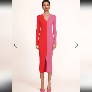 Staud pink and red shimmer dress